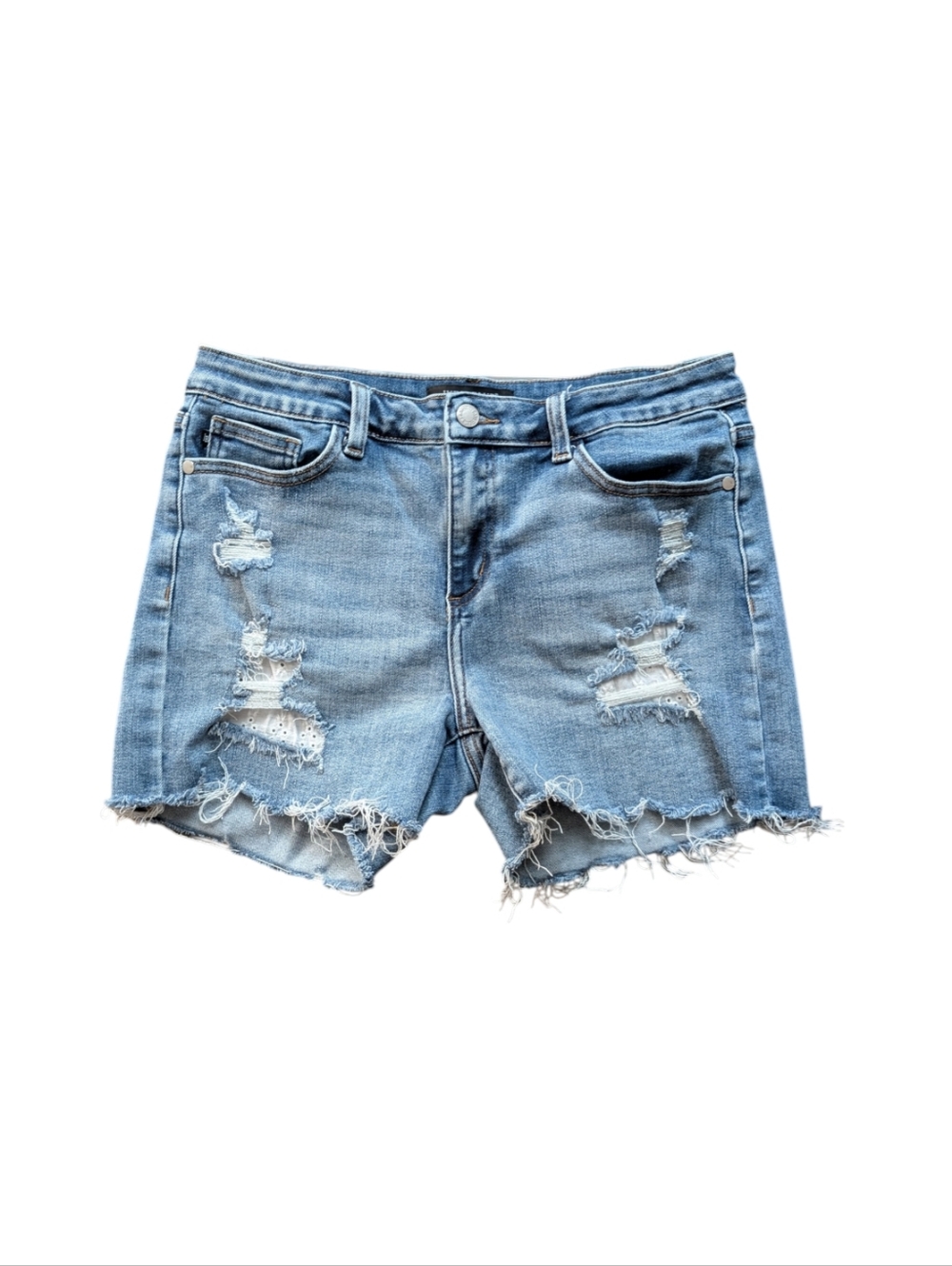 Judy Blue Eyelet Lace Cutoff Denim Shorts